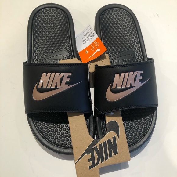 Nike silde Benassi rose gold JDI black noir new - Picture 2 of 6